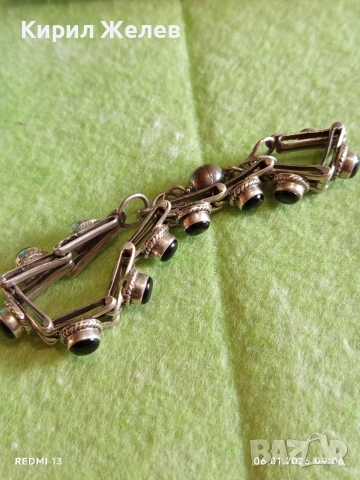 Сребърна гривна с ОНИКС ръчна занаятчийска изработка уникална 34313, снимка 8 - Гривни - 53002389