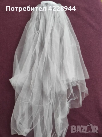 Булчински воал – двуслоен - 80/60 см за сватба, моминско парти було, снимка 5 - Сватбени аксесоари - 50958600