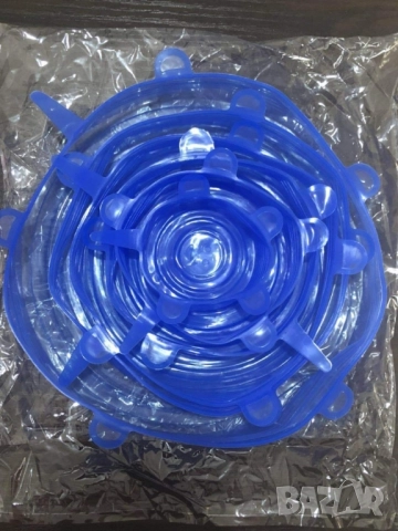 Комплект от 6 броя силиконови капаци за храна