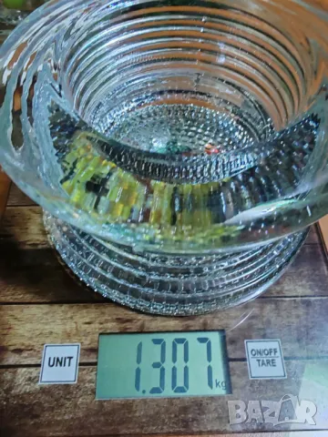 Тежък, масивен и красив съд от пресовано стъкло с двойно приложение., снимка 4 - Други - 48895845