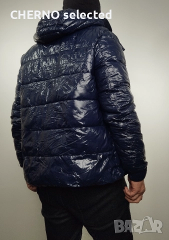 Яке Marina Militare Hooded Shiny Down Jacket – Размер L – Синьо – Отлично състояние, снимка 4 - Якета - 52799163