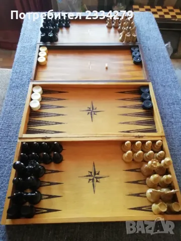 Шахове и табли с фигури изработени: едната изцяло от дърво., снимка 2 - Шах и табла - 42630457