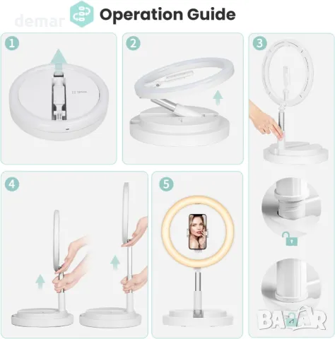 TARION Селфи светлина със стойка, държач за телефон и студена обувка, 56-169 см, снимка 6 - Селфи стикове, аксесоари - 49515528