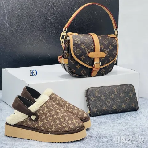 дамски комплект пантофи, чанта и портмоне louis vuitton , снимка 6 - Чанти - 48283524