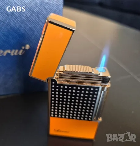 Луксозна газова запалка Derui с подарък резачка за пури,четири цвята, снимка 12 - Запалки - 50298940