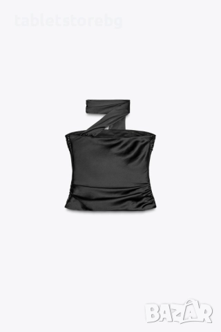 ZARA нова стилна , сатенирана блуза тип шал с драперия ,размер S, снимка 4 - Корсети, бюстиета, топове - 52348671