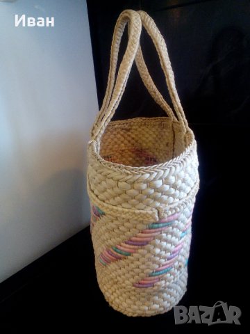 Стилна плетена чанта тип кошница , снимка 4 - Чанти - 29336033