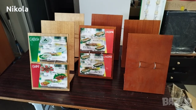 Меню дървена стойка - Дисплей за мхоголистово меню 23/34см, снимка 5 - Обзавеждане за заведение - 51173517