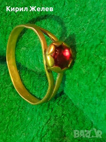 СТАРИНЕН СКЪПОЦЕНЕН БРОНЗОВ ПРЪСТЕН с ЕСТЕСТВЕН ГРАНАТ РЪЧНА МАЙСТОРСКА ИЗРАБОТКА - 19 ВЕК 27559, снимка 2 - Антикварни и старинни предмети - 36771149