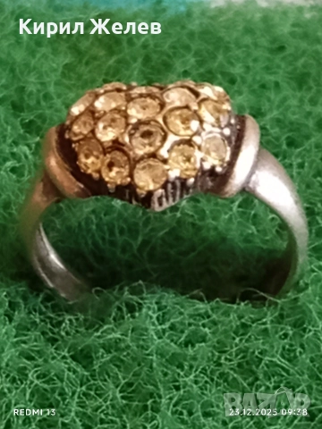 Сребърен пръстен с формата на сърце ❤️ с инкрустиран ПЛАНИНСКИ КРИСТАЛ ювелирна изработка 34457, снимка 5 - Пръстени - 52881665