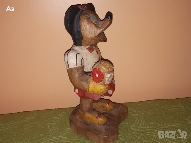 Много стара дървена фигура на Мини Маус от 30-те години на миналия век, снимка 4 - Антикварни и старинни предмети - 34224756