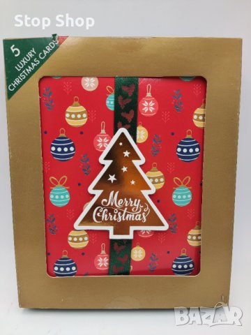 5броя луксозни коледни картички с 5плика , снимка 3 - Декорация за дома - 38748073