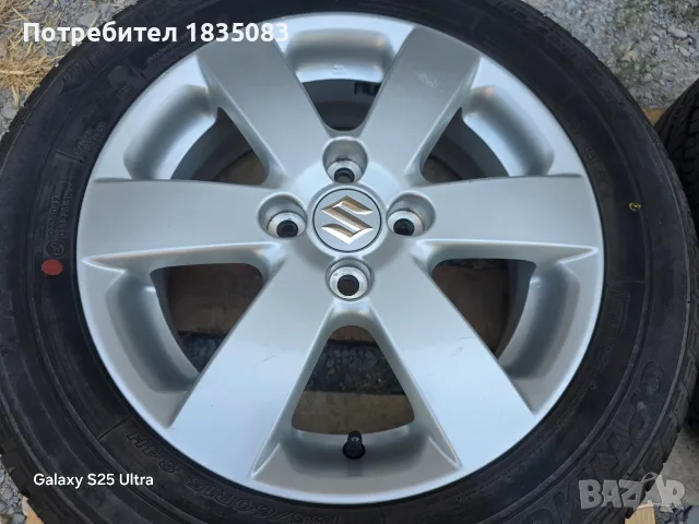 Лети джанти 15ки 4х100 Suzuki + летни гуми 185/60/15 Hankook, снимка 4 - Гуми и джанти - 55845614