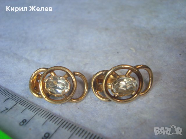 СТАРИ ПОЗЛАТЕНИ СТОМАНЕНИ НЕРЪЖДАЕМИ АРТ ДЕКО КЛИПС ОБЕЦИ с ФАСЕТИРАН ЧИСТ ПЛАНИНСКИ КРИСТАЛ 29432, снимка 9 - Антикварни и старинни предмети - 37745324