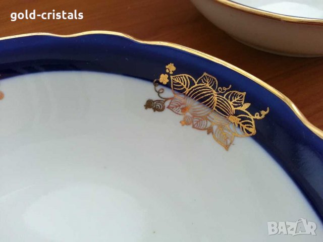 Сервиз руски порцеланови чинии кобалт с позлата , снимка 12 - Антикварни и старинни предмети - 24078952