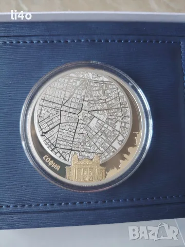 Сребърна монета Google ZOOM СОФИЯ позлатена с 24 каратово злато 2oz 62.2грама