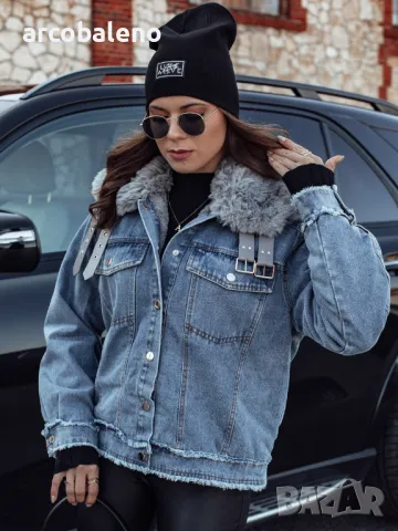 FURDENIM Дамско дънково яке с косъм , снимка 3 - Якета - 47709772
