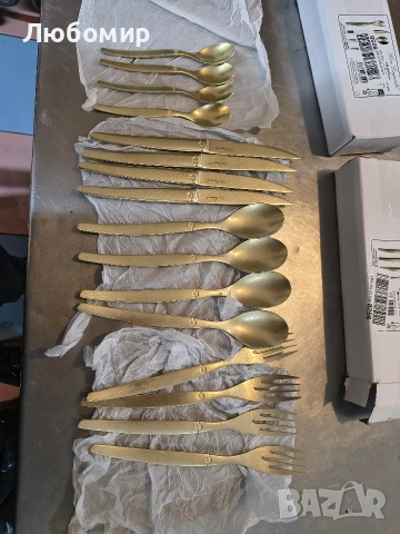 Комплект прибори за хранене Lou Laguiole 16 части Jet stonewash, цвят шампанско

, снимка 3 - Прибори за хранене, готвене и сервиране - 53266670