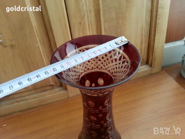 Кристална ваза цветен червен кристал, снимка 6 - Антикварни и старинни предмети - 36981971