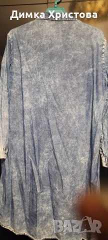 Дълга дънкова туника за пищна дама, снимка 2 - Туники - 51155167