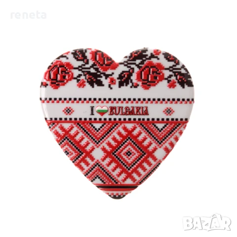 Магнитна фигурка Сърце, Български шевици, Керамична, 6х6 см, снимка 1
