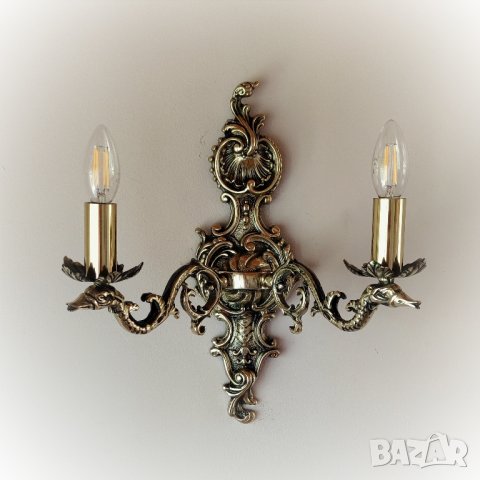 Луксозен аплик за стена-бароков старинен,винтидж,осветтително тяло,лампа, снимка 2 - Лампи за стена - 39550073