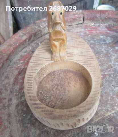 куче дакел стар дървен пепелник с фигура, снимка 4 - Статуетки - 32124994