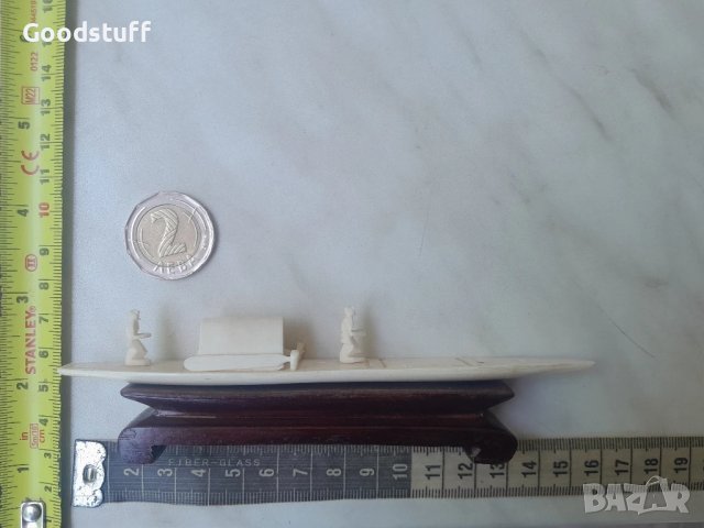 Рядка стара фигурка, слонова кост ,лодка,шхуна,кораб, Инуити, снимка 9 - Антикварни и старинни предмети - 50674958