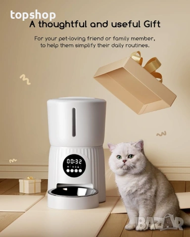 Нова автоматична хранилка Faroro PF21, 4L – с купа от неръждаема стомана , снимка 2 - За котки - 53358225