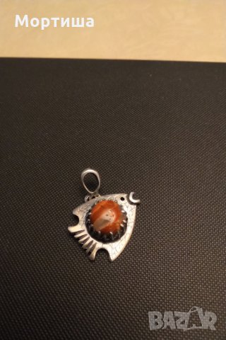 Сребърна авторска висулка с червен мъхов ахат , снимка 4 - Колиета, медальони, синджири - 30108460