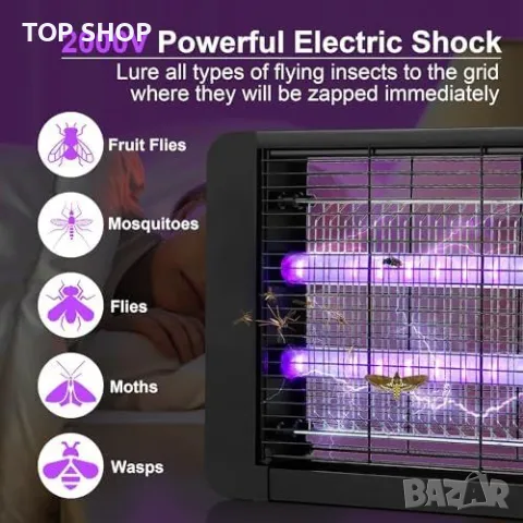 Нов електрически убиец на мухи с LED светлини за вътрешна и външна употреба, снимка 6 - Други стоки за дома - 49622121