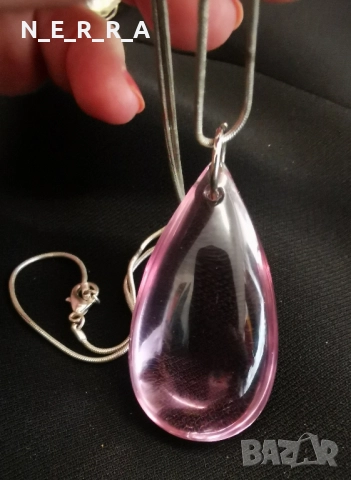 Медальон с голям розов кристал, снимка 2 - Колиета, медальони, синджири - 52274491