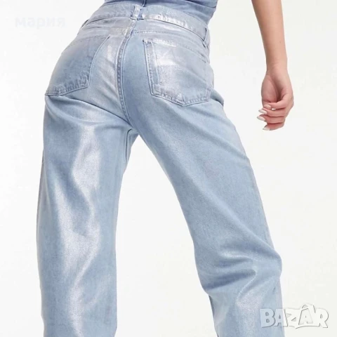 Нови сребристи дънки  Pull&Bear 34 размер, снимка 3 - Дънки - 51109998