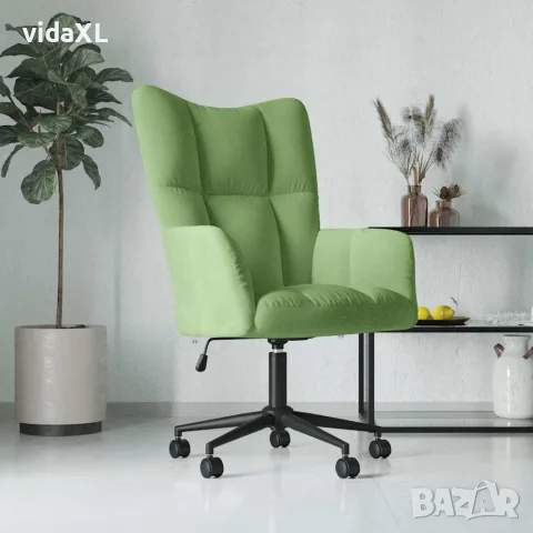 vidaXL Релакс стол, светлозелен, кадифе, снимка 2 - Столове - 56146888