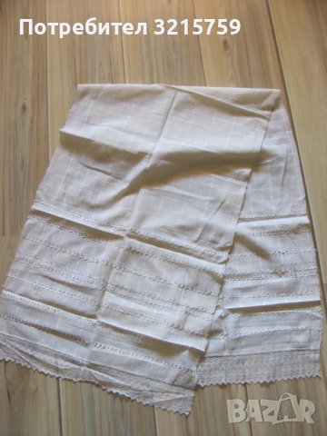 19в. кърпа, ръчно тъкан кенар ,дантела ,150х46см.