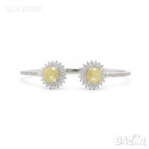 Стилна сребърна гривна с жълт сапфир, снимка 3 - Гривни - 52749408