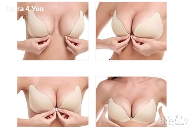 Залепващ сутиен push-up, за многократна употреба, изработен от полиестер в черно А чашка, снимка 6 - Бельо - 44790934
