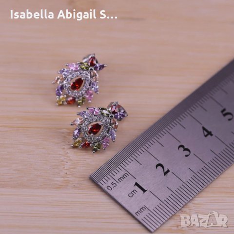 Сребърен комплект обици и медальон, снимка 2 - Бижутерийни комплекти - 31857694