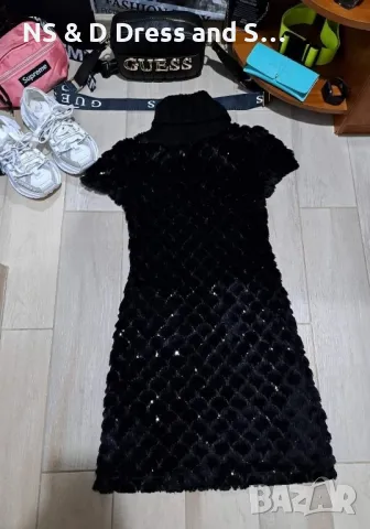 Стилна екстравагантна дамска рокля от естествен заешки косъм с подвижен гердан, снимка 2 - Рокли - 30587856