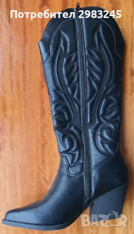 Дамски черни ботуши , снимка 3 - Дамски ботуши - 52702302
