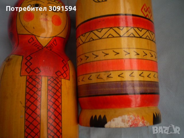 Винтидж СССР, съветска руска мамтрьошка, дървена гнездяща кукла, поставка за бутилка водка, снимка 2 - Колекции - 40199254