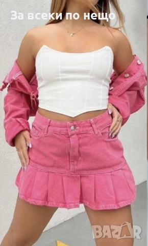 Дамска Къса Розова Дънкова Пола Код S373