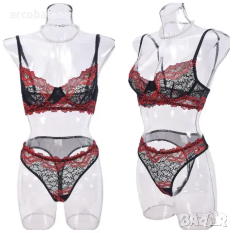 Дамски комплект бельо с дантелен сутиен в контрастен цвят, 4цвята , снимка 7 - Бельо - 48570932