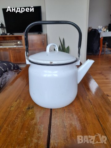 Стар емайлиран чайник #51, снимка 3 - Антикварни и старинни предмети - 38683966