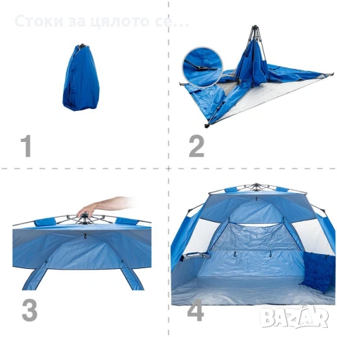 Автоматична палатка Muhler за плаж, 235х130xH135 см, снимка 2 - Палатки - 54326710