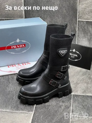 Prada Черни Дамски Боти Тип Чорап Код E254, снимка 6 - Дамски боти - 56364150