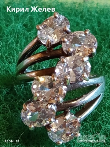 Изящен сребърен пръстен с ювелирно инкрустирани кристали Сваровски 26393, снимка 2 - Пръстени - 52925819
