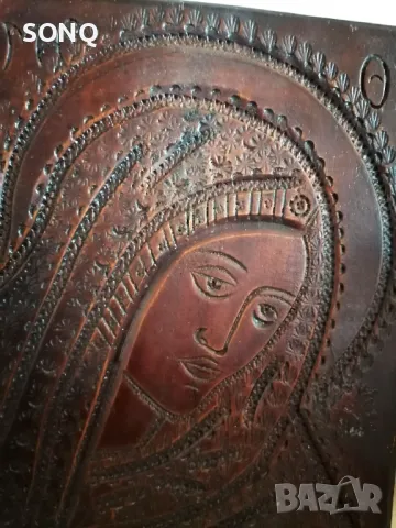 Страхотна Стара Дървена Икона-Дърворезба, снимка 4 - Икони - 49522795