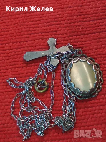 Старинно СРЕБЪРНО КОЛИЕ СРЕБЪРЕН КРЪСТ и СЕДЕФЕН СРЕБЪРЕН ПЕНДАНТ СРЕБРО 925 ВЕРИЖКА 950 ПРОБА 49838, снимка 15 - Антикварни и старинни предмети - 49274629