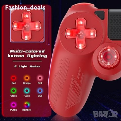 Нов Безжичен контролер за PS-4 с RGB бутони и дълга издръжливост на батерията, снимка 5 - Аксесоари - 42712702